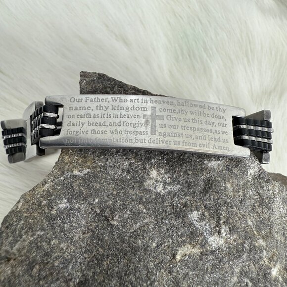 Men's Religious Christian Faith Stainless Steel Bracelet 8" - Picture 1 of 7